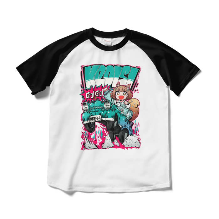 ラグランTシャツ - M - ホワイト×ブラック