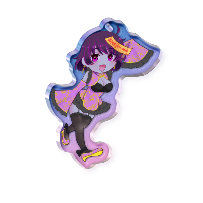 キョンシーちゃん顔色悪めVer　オーロラアクリルキーホルダー - 50 × 50mm