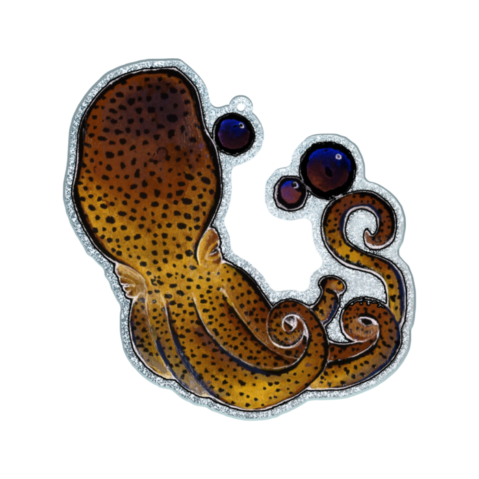 ラメアクリルキーホルダー - 100 × 100mm　青蛸