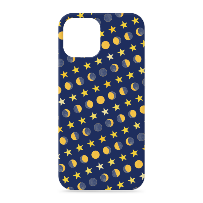 iPhoneケース・月と星・紺:iPhone12 ProMax - 正面印刷のみ