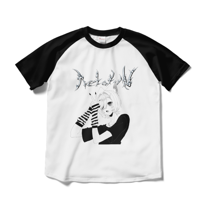 ラグランTシャツ - M - ホワイト×ブラック