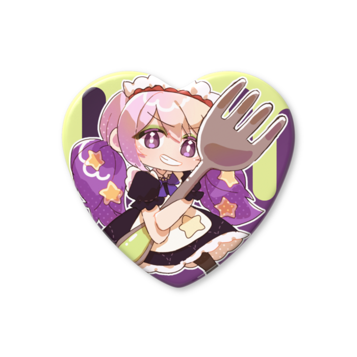 ハート缶バッジ - 57 × 52.5mm