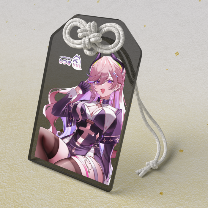 ブラックアクリルお守り - 50 × 80mm