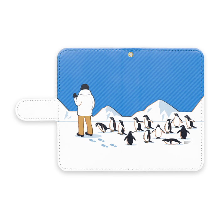 手帳型Androidケース　ストラップ穴あり　青色　S（小）