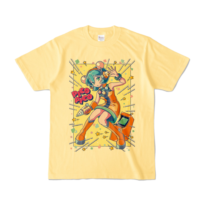 80sレトロポップ「ピコナTシャツ - S - ライトイエロー (淡色)