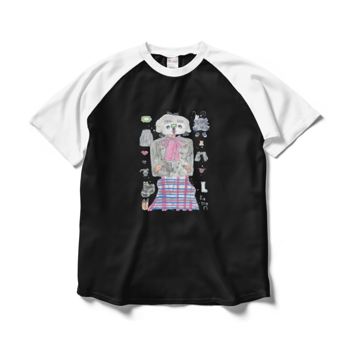 ラグランTシャツ - L - ブラック×ホワイト