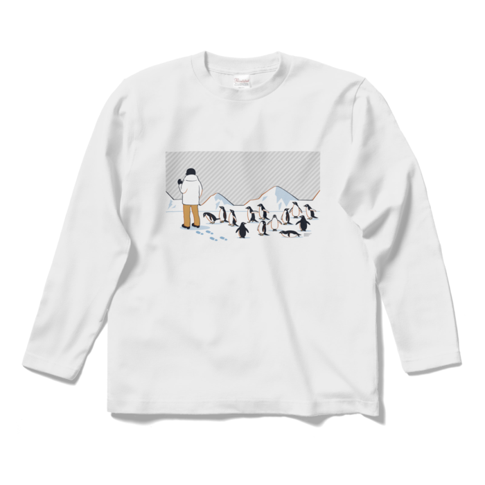 ロングスリーブTシャツ　灰色×白色　S