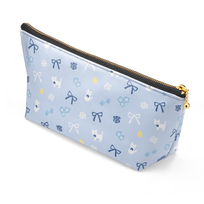 【青/黒】- ポーチ - 長さ21.5cm / 高さ10cm
