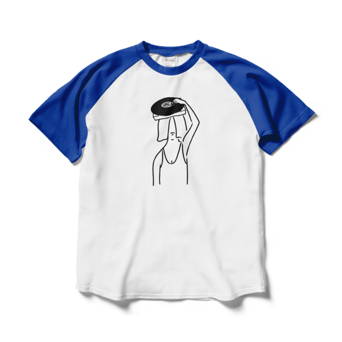 ラグランTシャツ - L - ホワイト×ロイヤルブルー
