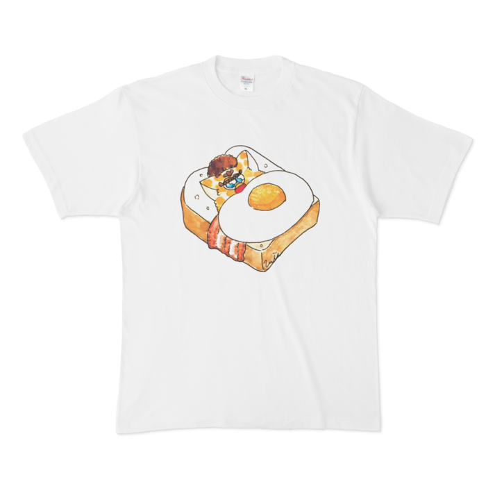 ベーコンエッグのお布団Tシャツ - XL - 白