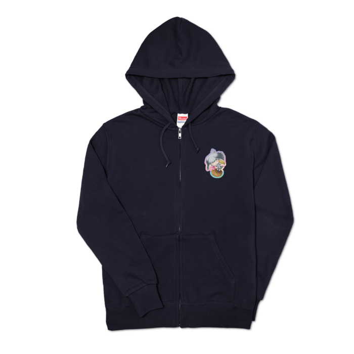 ジップパーカー - S - 左胸 - ネイビー