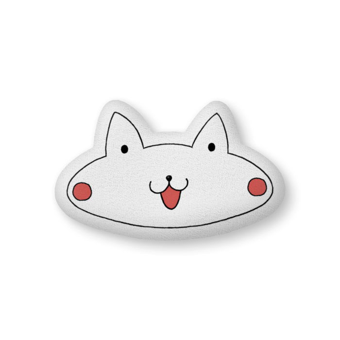 ふかふかクッション中（H36×W56cm）-表：Tねこ/裏：ストライプ