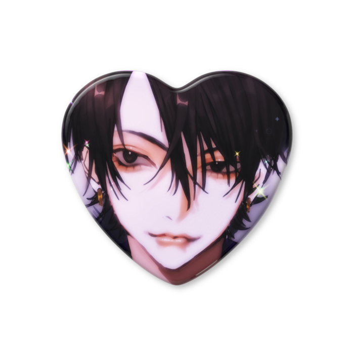 ハート缶バッジ - 57 × 52.5mm