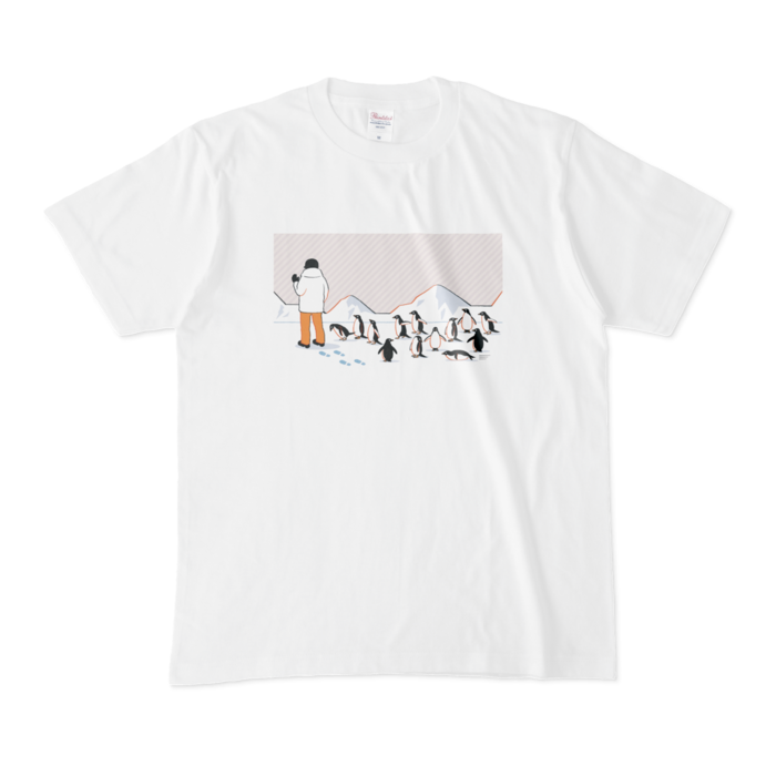 Tシャツ　灰色（グレー）×白色（ホワイト）　M