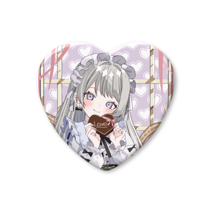 ハート缶バッジ - 57 × 52.5mm