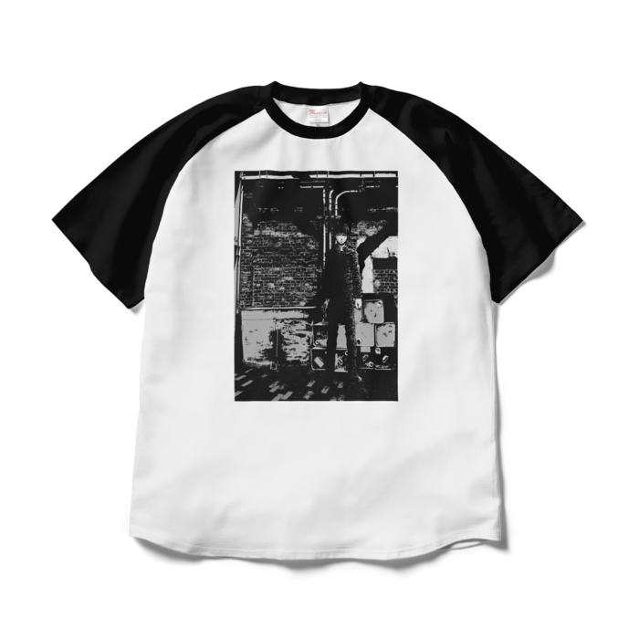 ラグランTシャツ - XL - ホワイト×ブラック