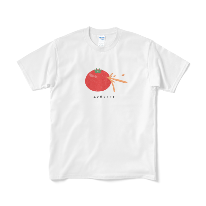 ふき出しトマト（文字あり）Tシャツ - M - ホワイト