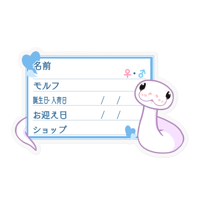 【🐍お名前ステッカー】ボールパイソン(スーパーファイアミニ) ‐ハート/ブルー