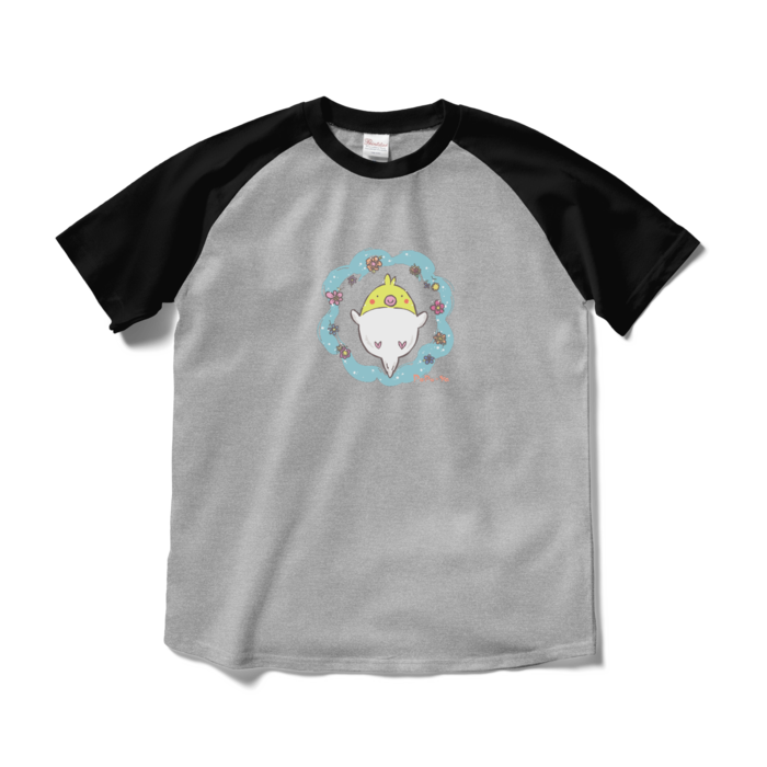 ラグランTシャツ - M - 杢グレー×ブラック