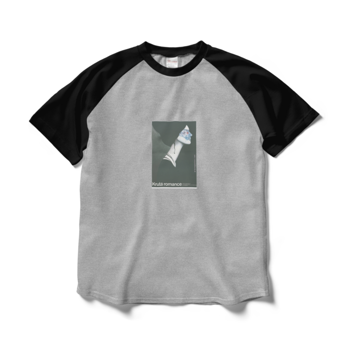 ラグランTシャツ - L - 杢グレー×ブラック