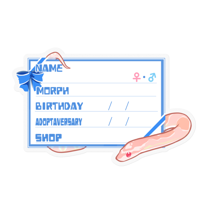 【🐍お名前ステッカー】コーンスネーク(サーモンスノー) - リボン／ブルー(英語)