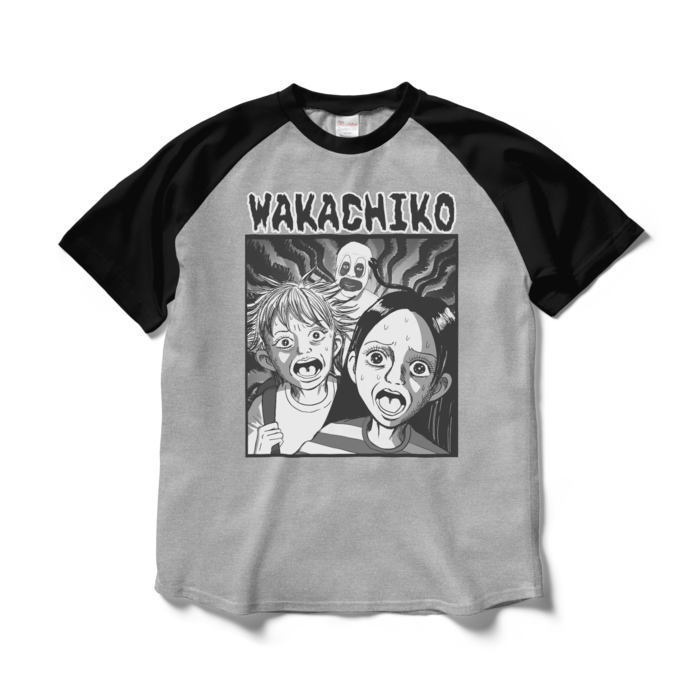 ラグランTシャツ - L - 杢グレー×ブラック