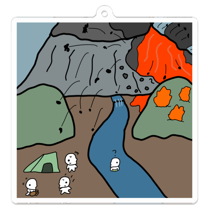 アクリルキーホルダー - 70 x 70 (mm) - 山腹噴火