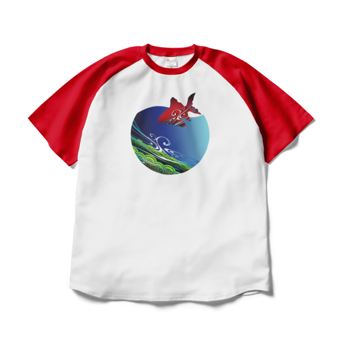 ラグランTシャツ - XL - ホワイト×レッド