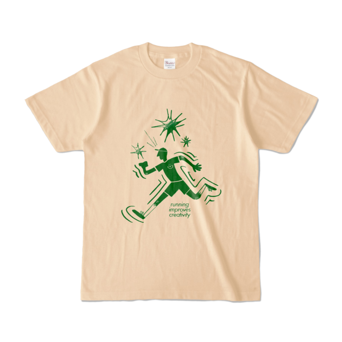 "running improves creativity" T-shirt - S - ナチュラル (淡色)