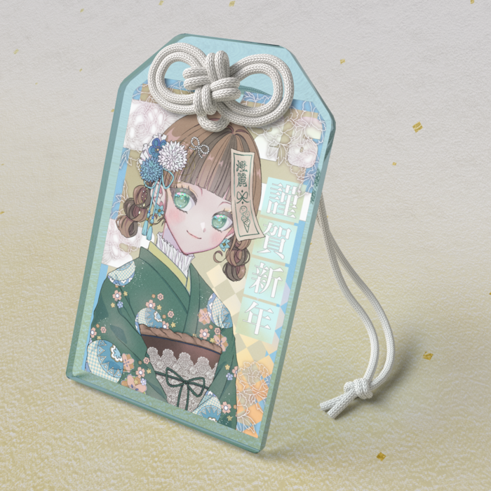 アクリルお守り - 50 × 80mm 水色