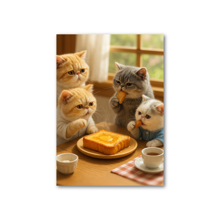 ねこたちのトースト争奪戦　フォト風カード - 縦 - 片面(6)