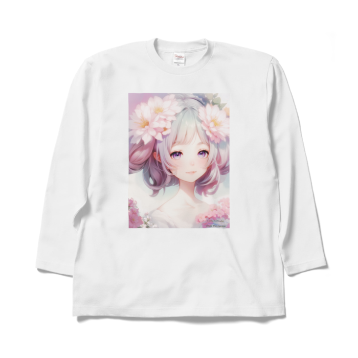 (両面プリント)「夢見る瞳3」長袖カラーTシャツ - XL - ホワイト