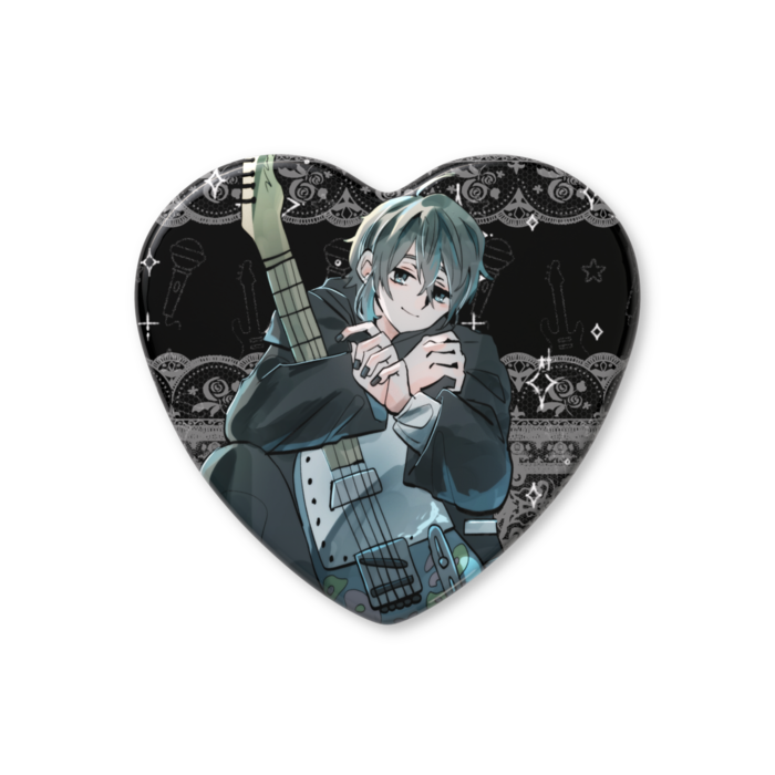 ハート缶バッジ - 57 × 52.5mm