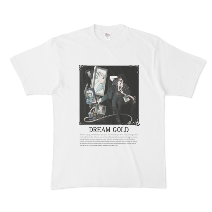 Tシャツ背景黒（髪留め無） - XL - 白