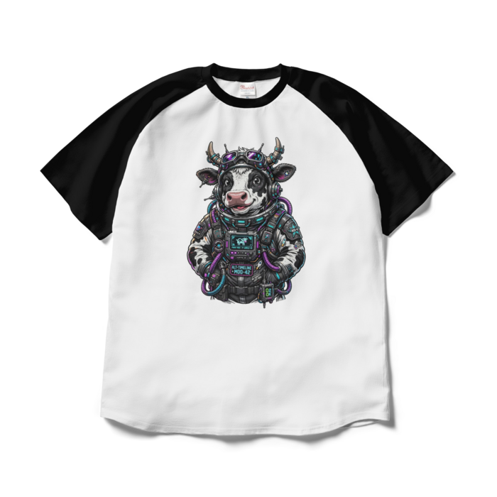 ラグランTシャツ - XL - ホワイト×ブラック