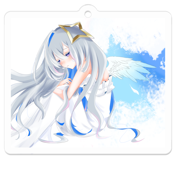 天音かなた「天使の憂い」アクリルキーホルダー - 50 x 50 (mm)