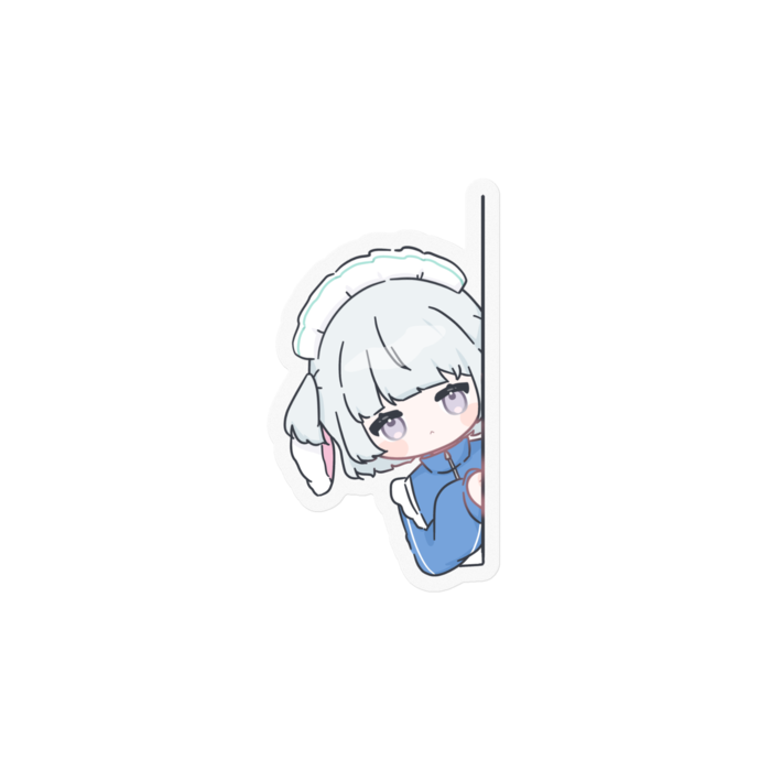 SDイラスト(ちらっ)　ステッカー(クリア) Ver. - 100 x 100(mm)