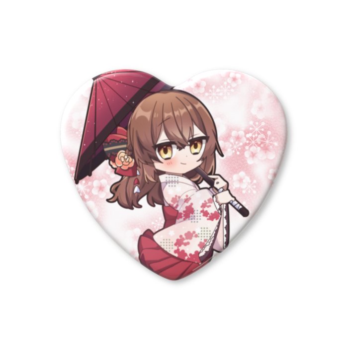 ハート缶バッジ - 52.5 × 57mm