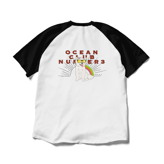 ラグランTシャツ - XL - ホワイト×ブラック