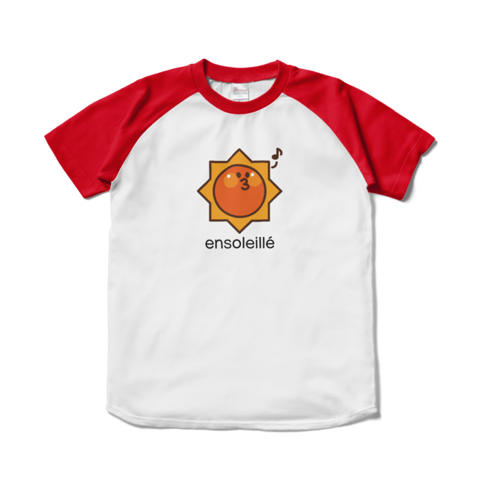 お日さまラグランTシャツ - S - ホワイト×レッド