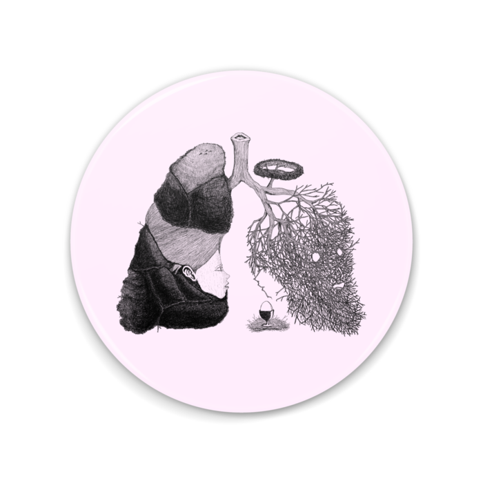 ピンク 缶ミラー - 75mm
