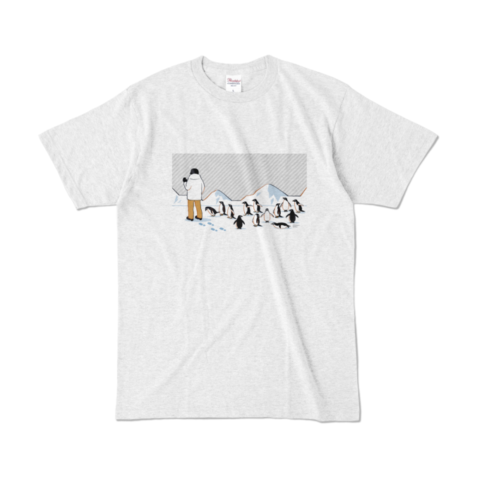 カラーTシャツ　灰色×アッシュ　L