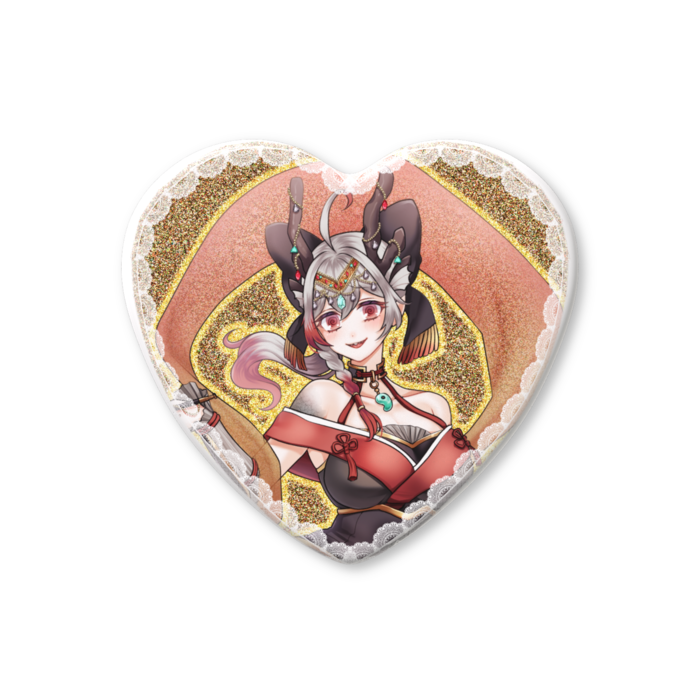 ハート缶バッジ - 57 × 52.5mm