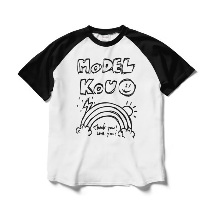ラグランTシャツ - L - ホワイト×ブラック