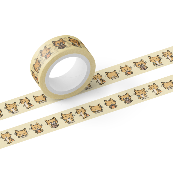 茶トラネコのマスキングテープ(B) - テープ幅 15mm