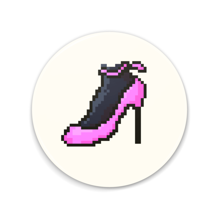 「ハイヒール（ピンク色）」　缶ミラー - 75mm