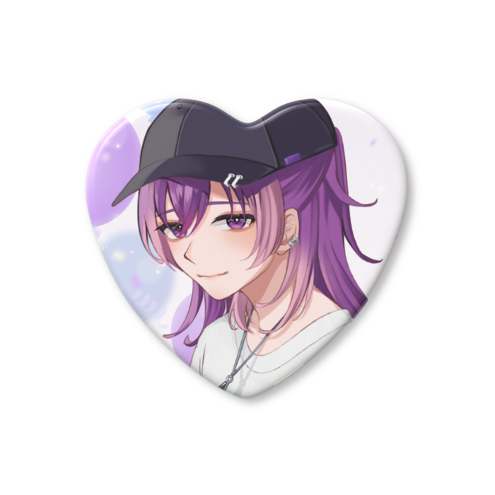 ハート缶バッジ - 52.5 × 57mm