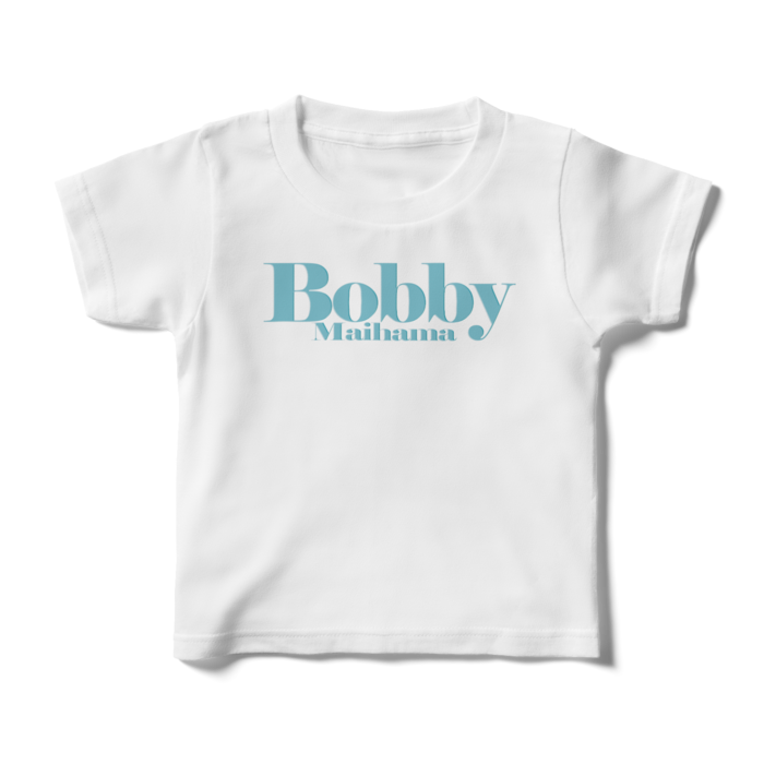 BobbyのキッズTシャツ（ホワイト / ロゴ:アイスグリーン） - 100cm