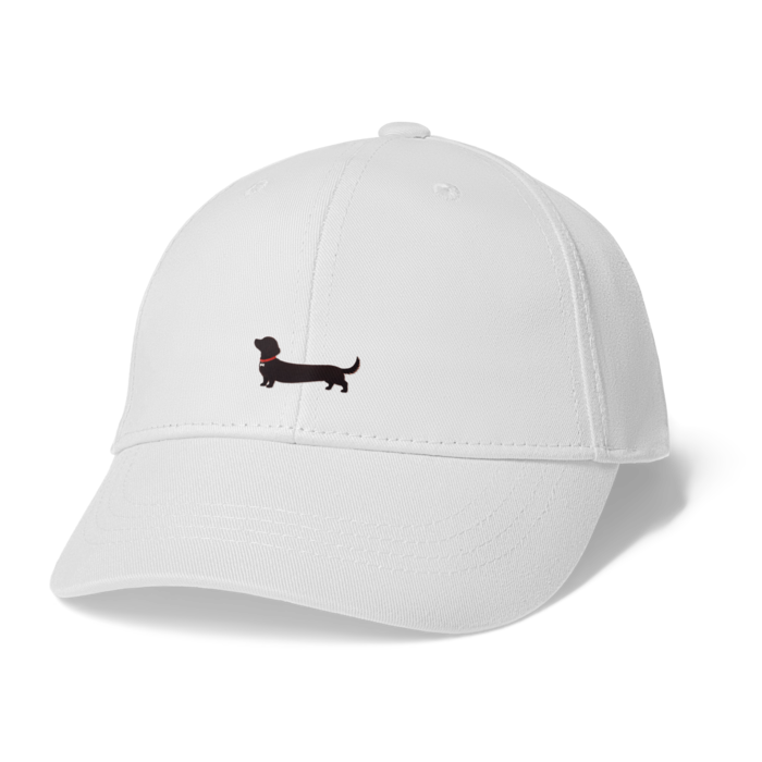  ダックスフンドシルエット キャップ-ホワイト