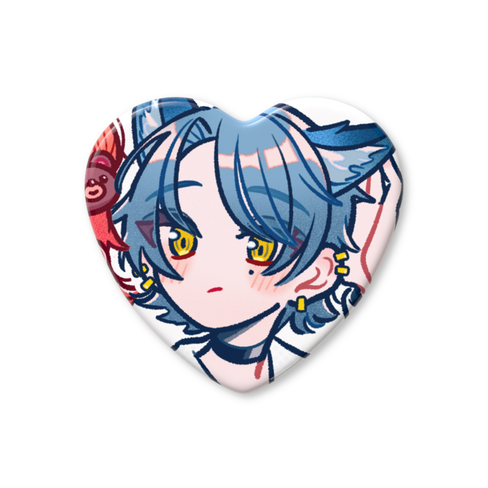 ハート缶バッジ - 57 × 52.5mm